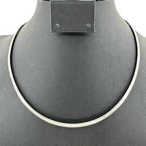 Sterling Silver Herringbone Choker Necklace 16.5” Unisex